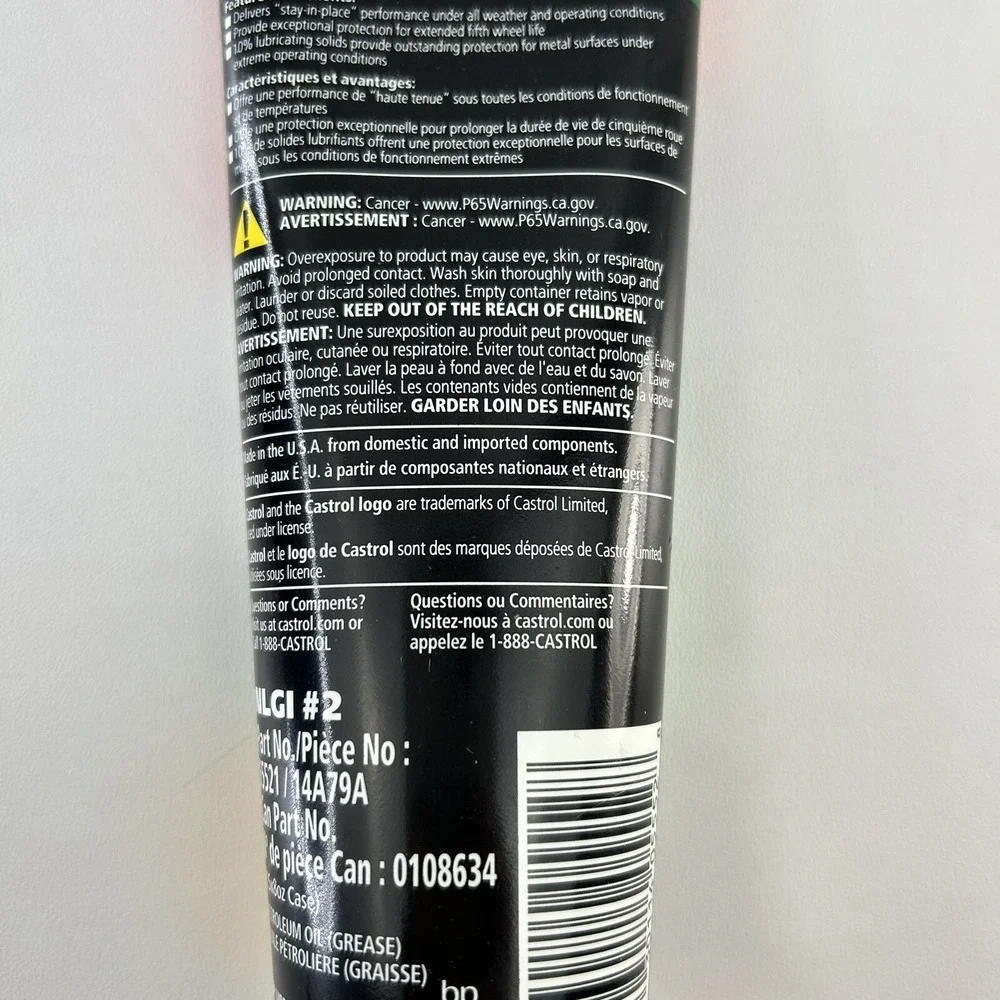 1 x Castrol 5th Wheel Grease NLGI #2 Camper Semi-Truck Goose Neck Trailer 8 oz